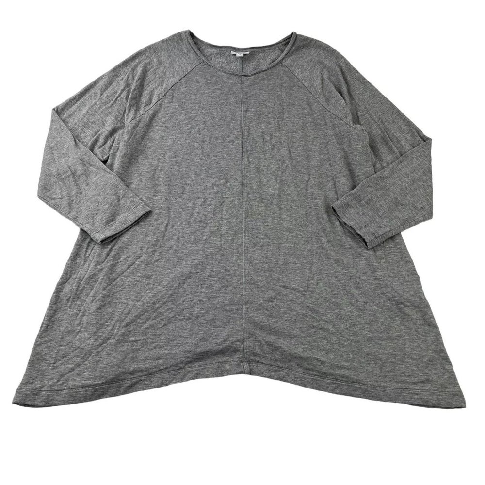J. Jill A-Line Tunic Top Plus Size 2X Gray Heather Flared Sides 3/4 Sleeve,